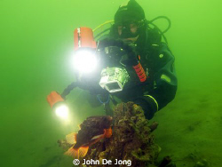 My budy Frans taking pictures of Cyclopterus lumpus. I wa... by John De Jong 